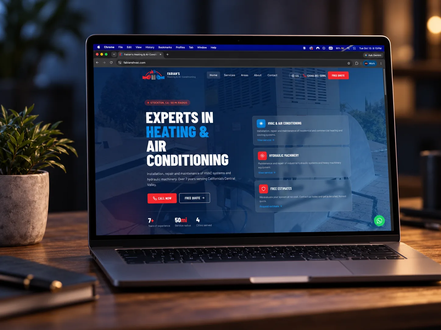 Fabian's Heating & Air Conditioning website designed by Grafik Web Design