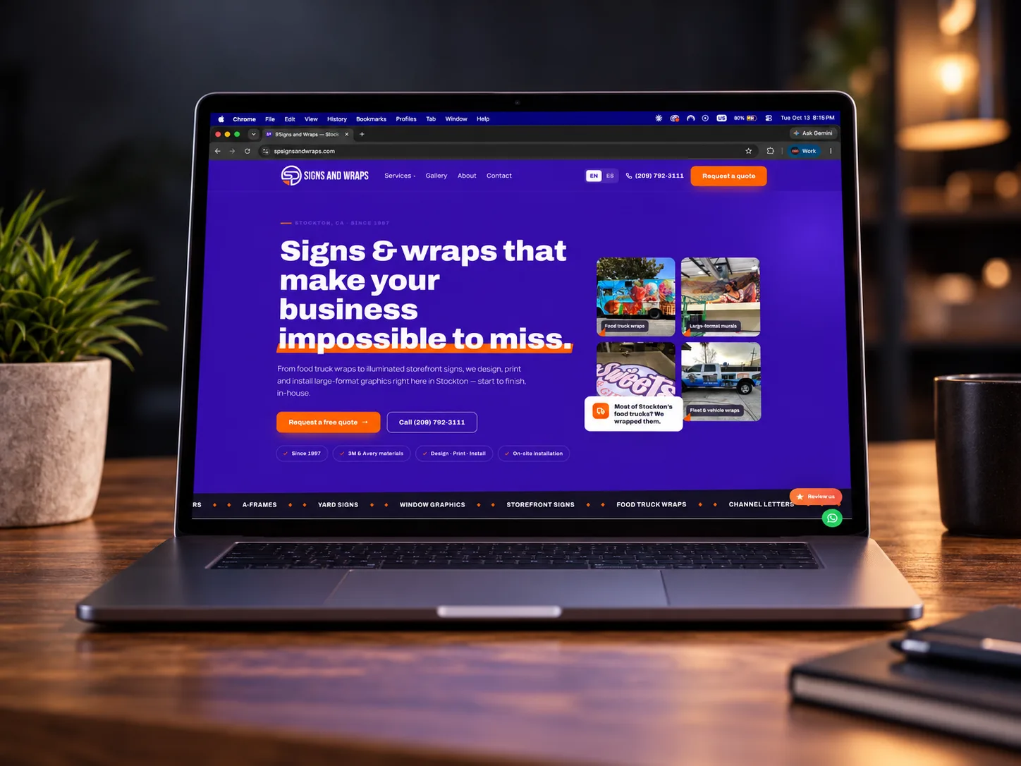 SP Signs and Wraps website designed by Grafik Web Design