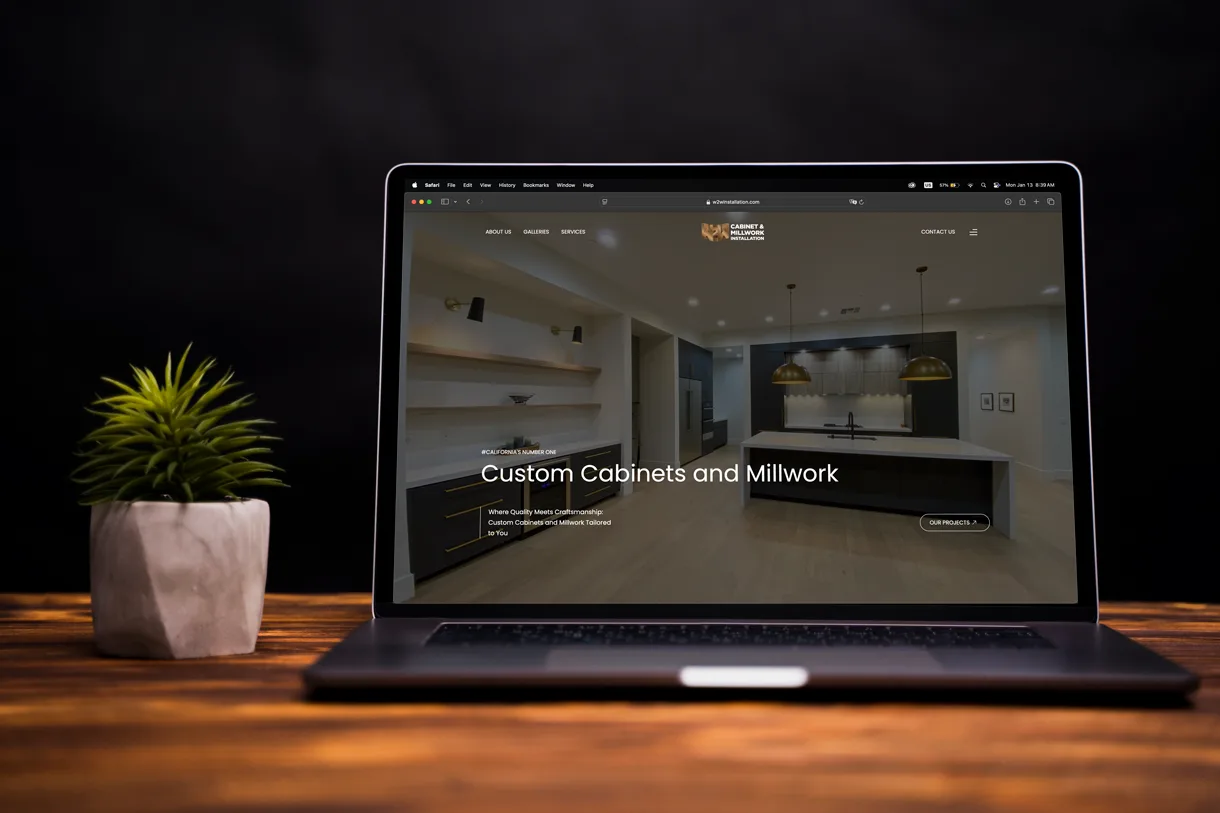 W2W Cabinet & Millwork Installation website designed by Grafik Web Design